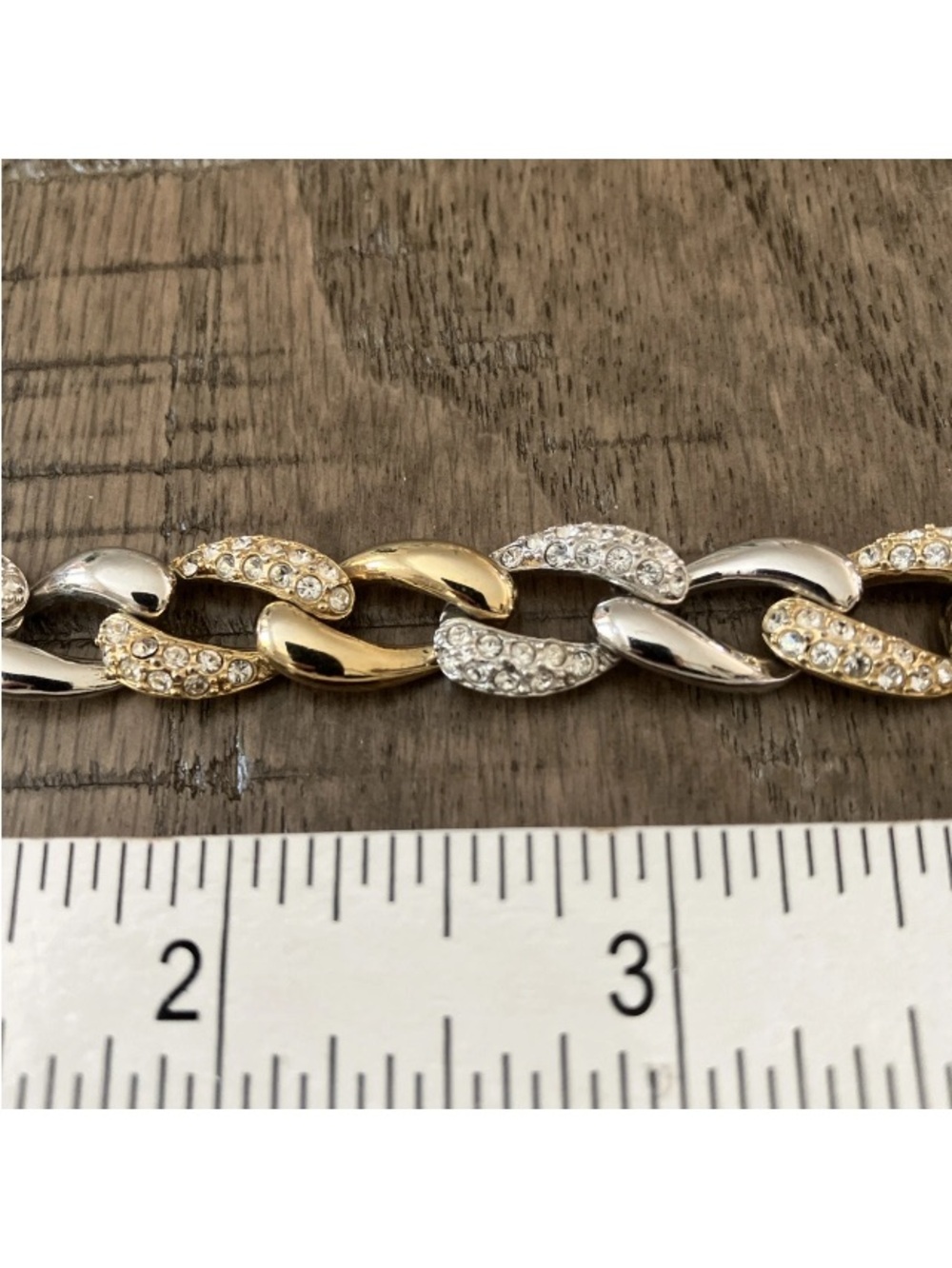 Oliver Weber Collection Pave Curve Link Gold-Plated Two-Tone Women’s Bracelet 7" - Picture 13 of 16